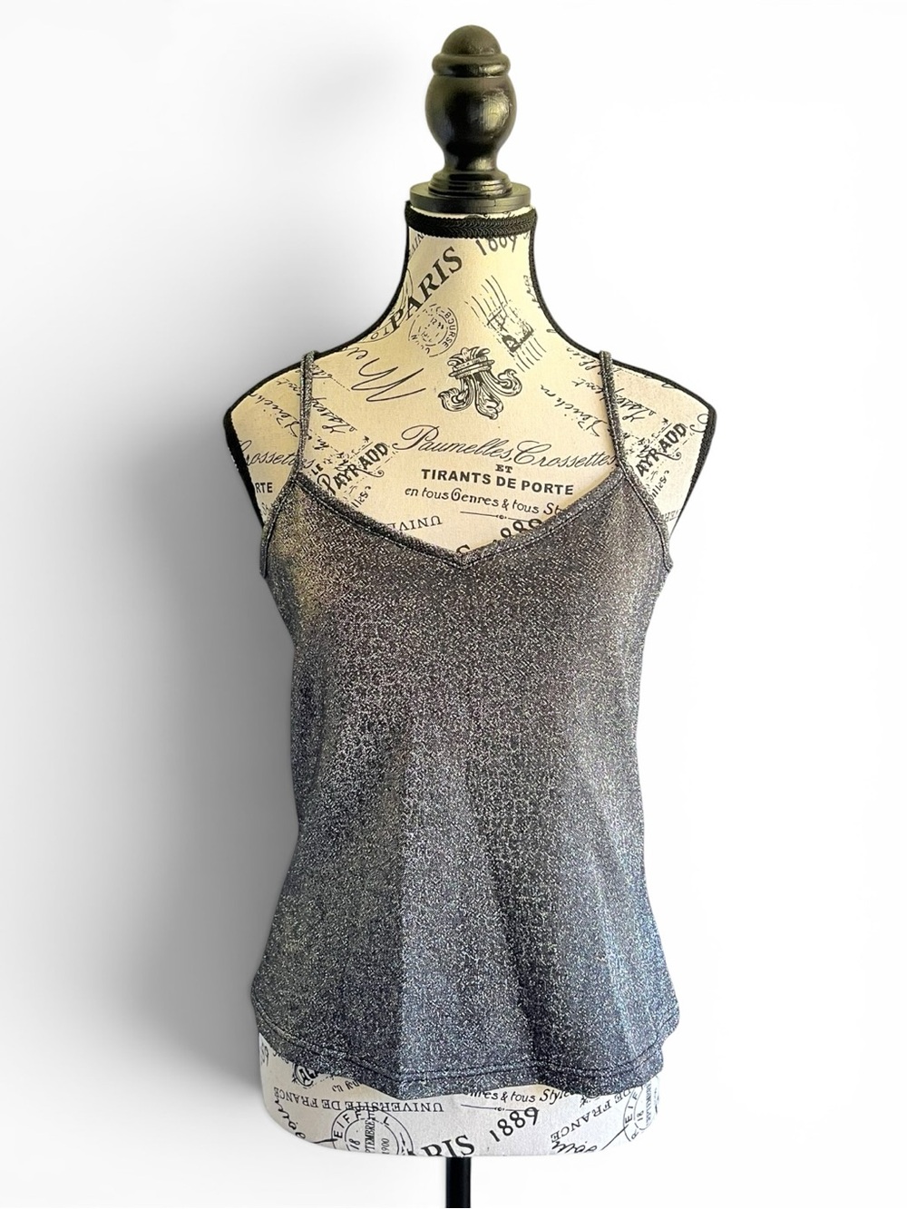 Y2K CYC Coco Futuristic Rave Club Silver Metallic Cami Tank Top